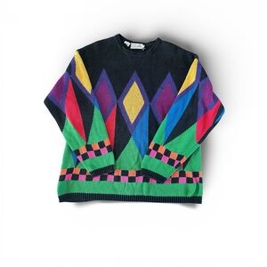 [Rafaella] VTG 80s Geometric Knit Sweater